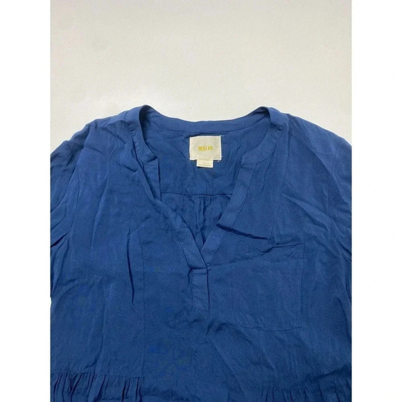Maeve Anthropologie Womens Top Size 2 Blue Rayon V-Neck Long Sleeve Boho Solid - Picture 4 of 8